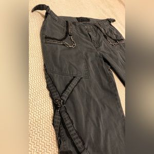 Vtg Women Tripp NYC Lightweight Wide Leg Pants Lace Trim Chain Skull Accent Sz 7